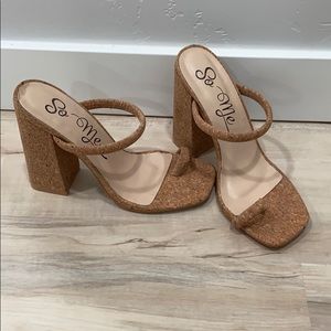 Cork Heel Sandals